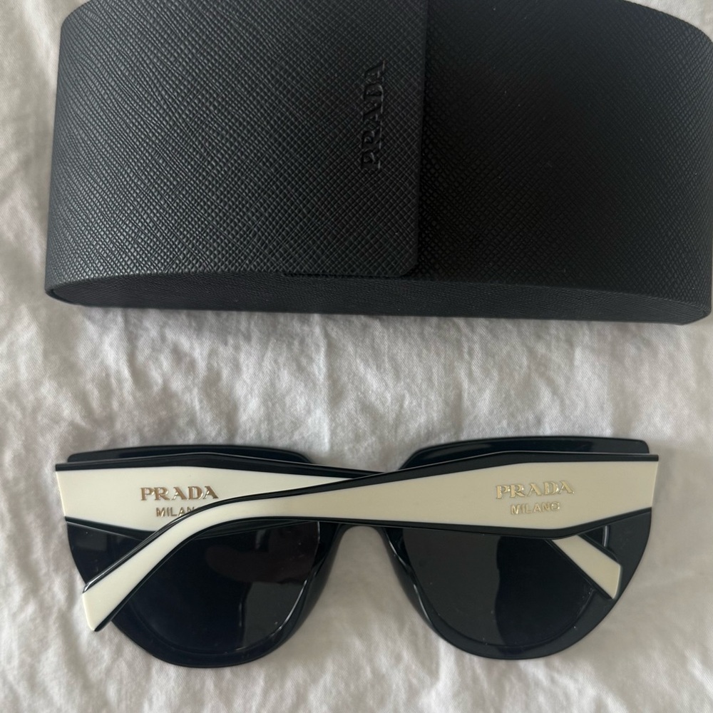 Prada Black and White Cat-Eye Sunglasses